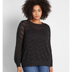 Black Chevron Print Lightweight Sweater